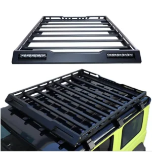 Aluminum 4x4 Basket Rack with Light Bar Car Roof Rack Cargo Box Accessory for  Jimny Sierra JB74 JB74W JB64 JB64W 1