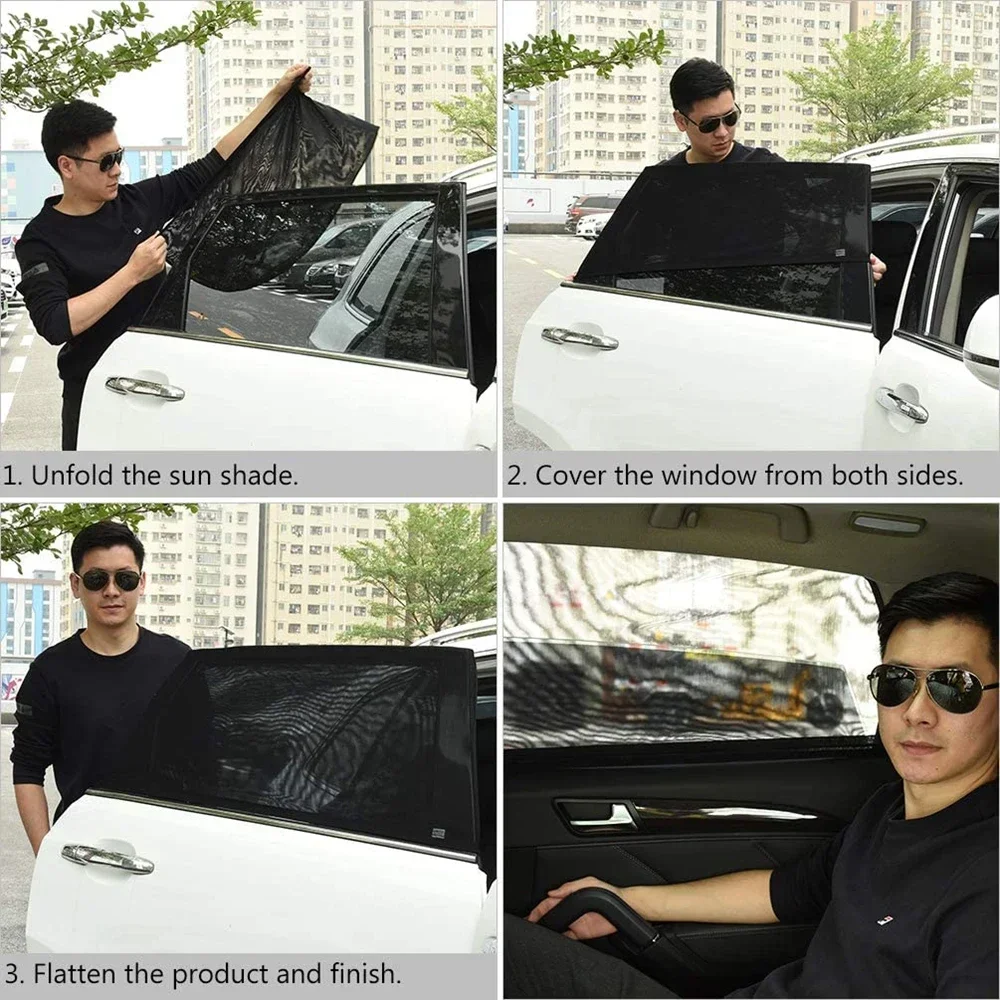 2 or 4pcs screen window set premium window sunshade breathable mosquito net for front and rear windows, UV protection Accessorie 4