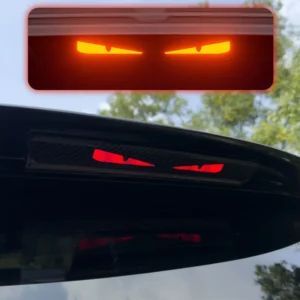 Monster Eyes Car Rear Light Sticker - Cartoon Devil Eyes Tail Light Decal, Carbon Fiber Pattern, Transparent Night Projection 1