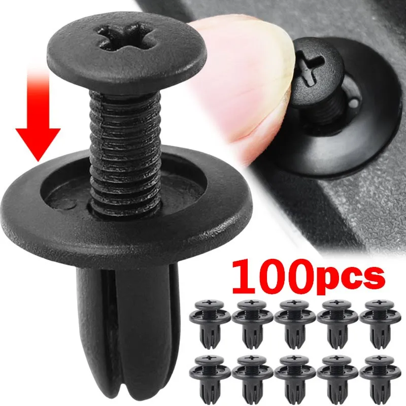5/100pcs 8mm Plastic Rivets Fasteners Screw Car Bumper Fender Black Rivet Car Fastener Clips for Toyota Focus Kia Nissan Yamaha 1