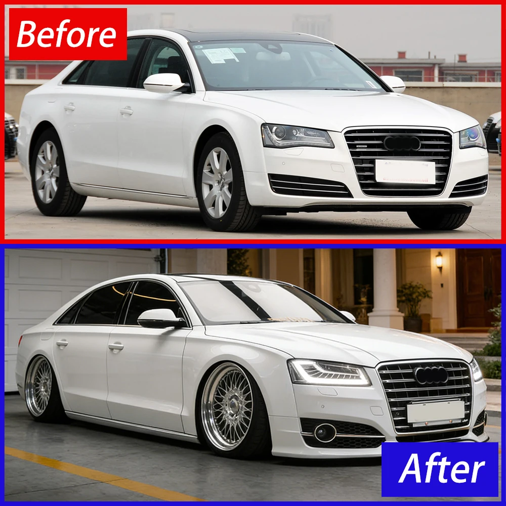 For Audi A8 D4 2011-2017 Headlights Assembly Upgrade LED Lens Car Accessories Streamer Turn Light Plug and Play Low To High 5