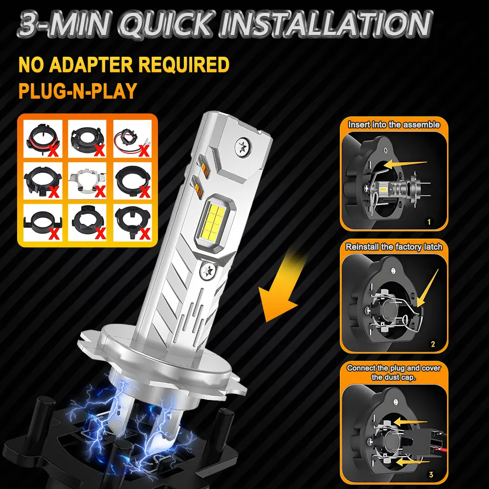 H7 H4 H1 LED Lights for Car Headlight Bulb 1000000LM Mini Wireless Auto Lamp +800% Bright Spotlights Automobile LED Headlamp 12V 6