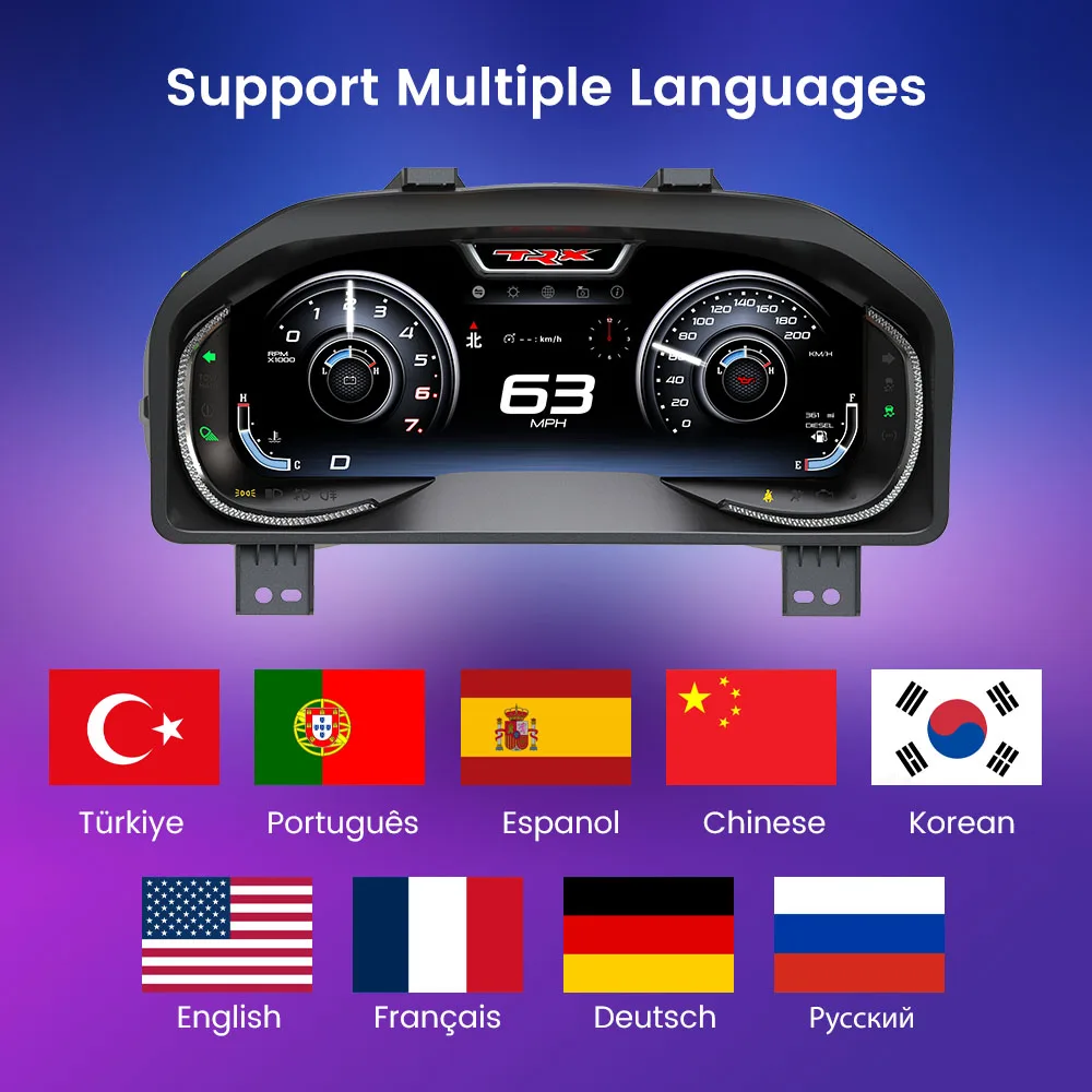 For Dodge RAM150 2014-2019 12.3" LCD Digital Dashboard Cluster Virtual Instrument Panel Speedometer Virtual Cockpit Meter Upgrad 4