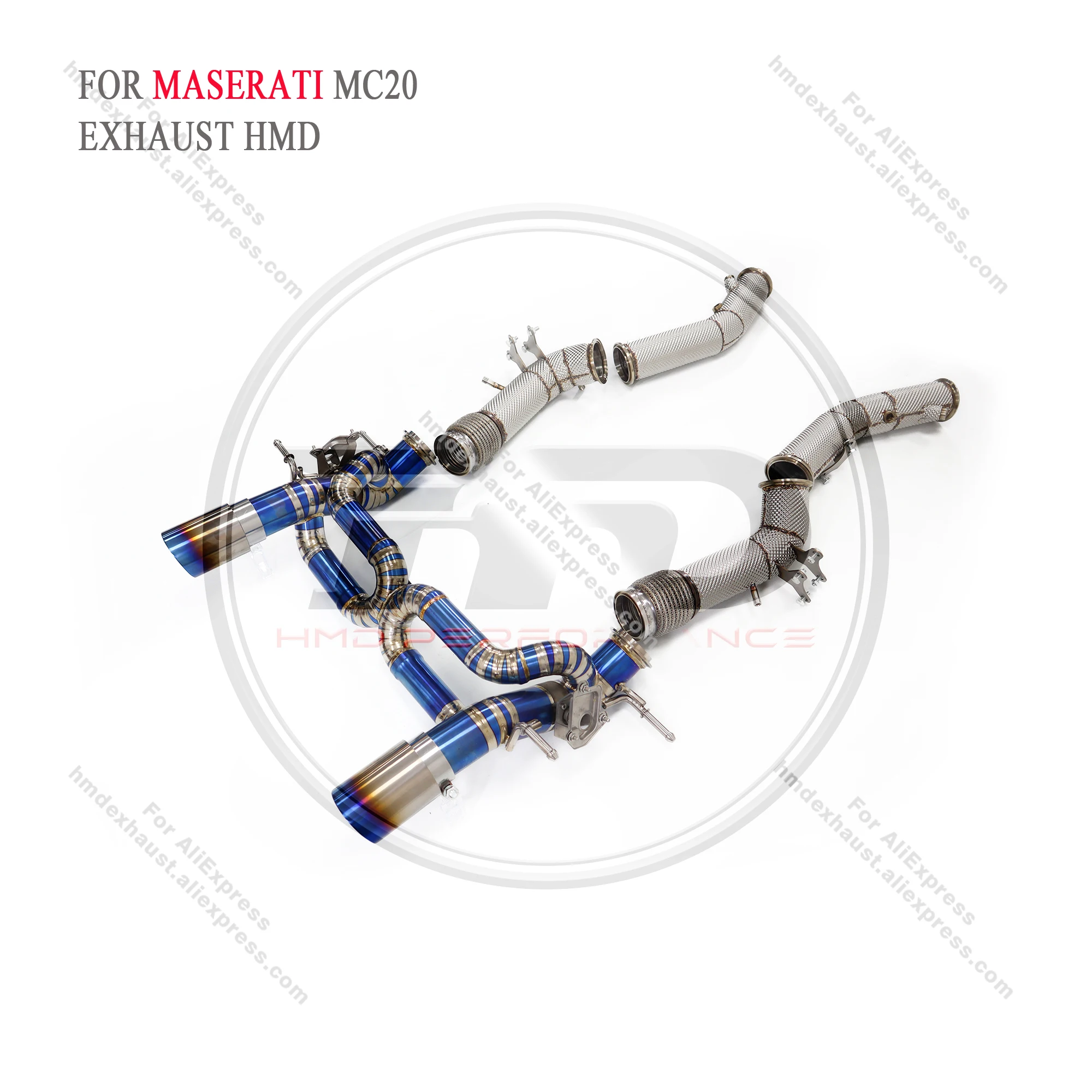HMD For Maserati MC20 Cielo Titanium Catless Downpipe Free Flow Exhaust With Heat Shield Light Weight Racing Modified Pipe 1