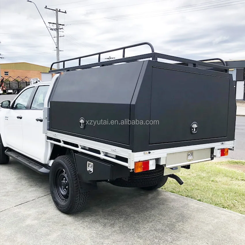 Aluminum Silver Durable Ute Tray And Canopy With Mud Guards Ladder Toolbox For Pickup Truck 5