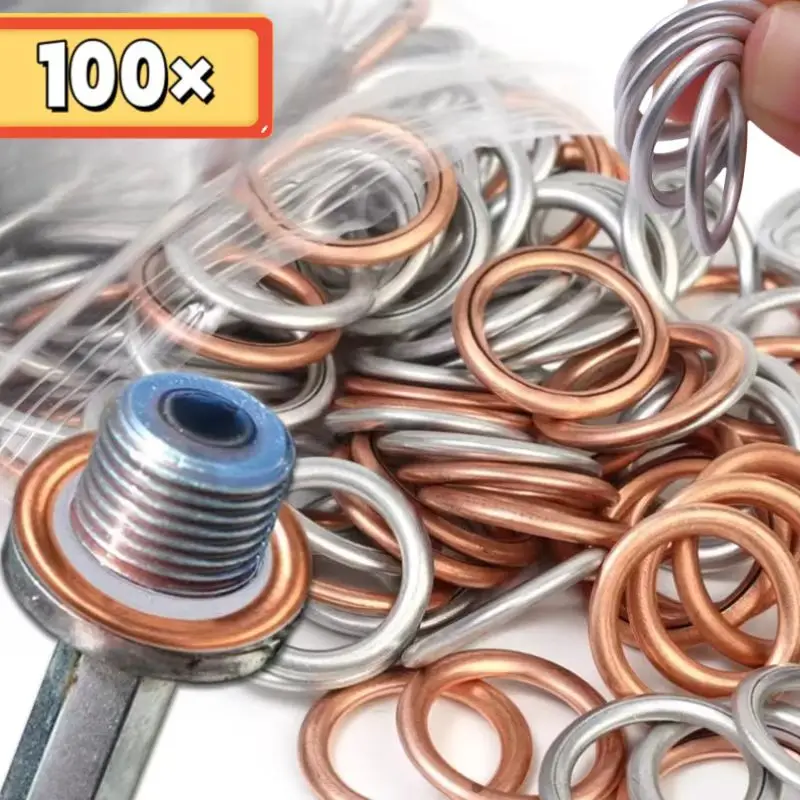 Car Oil Pan Drain Gasket Drainage Bolt Pad Aluminum/ Copper Oil Drain Plug Gasket Replaceable Accessories for Volkswagen Audi 1