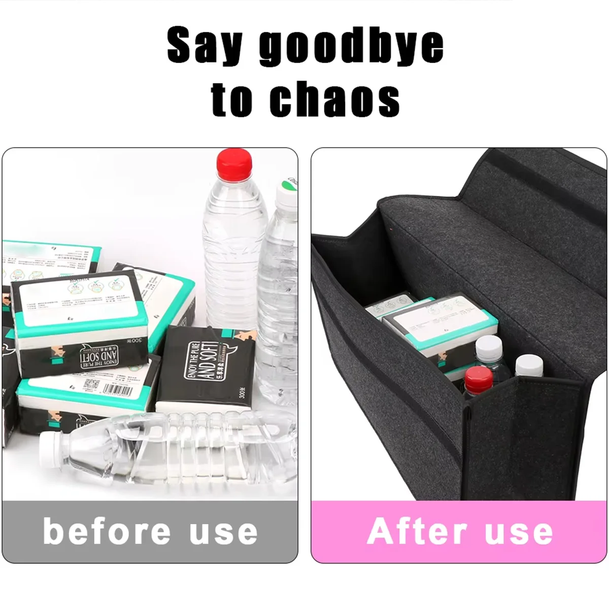 1PC Dark gray car felt storage box car storage bag enlarged and thickened soft felt storage box household storage box 3