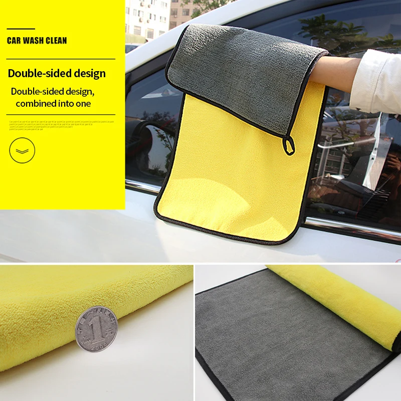 SEAMETAL Microfiber Car Washing Towel 400GSM Double-Sided Coral Velvet Clean Towels High Water Absorption Car Wash Drying Cloth 4
