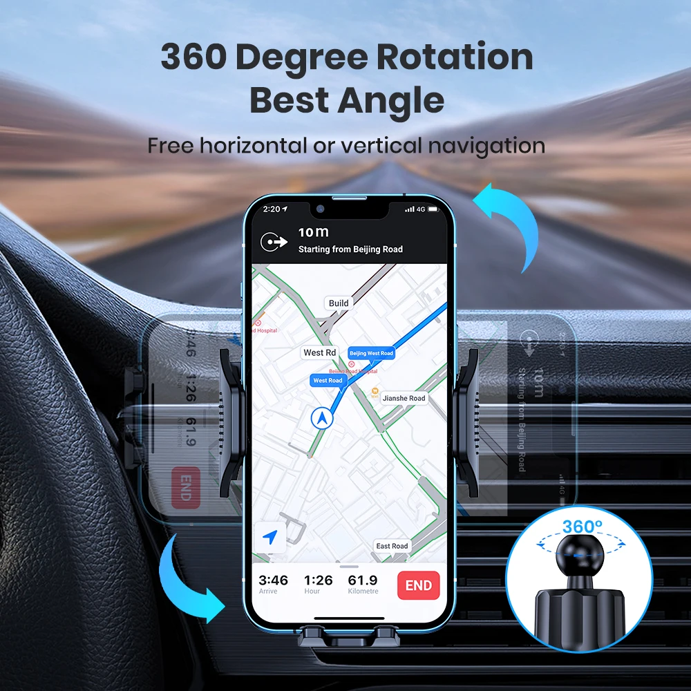Car Phone Holder Mount,TOPK Upgrade Auto Locking Universal Phone Stand Holder with Hook Clip for Car Air Vent for iPhone Samsun 5