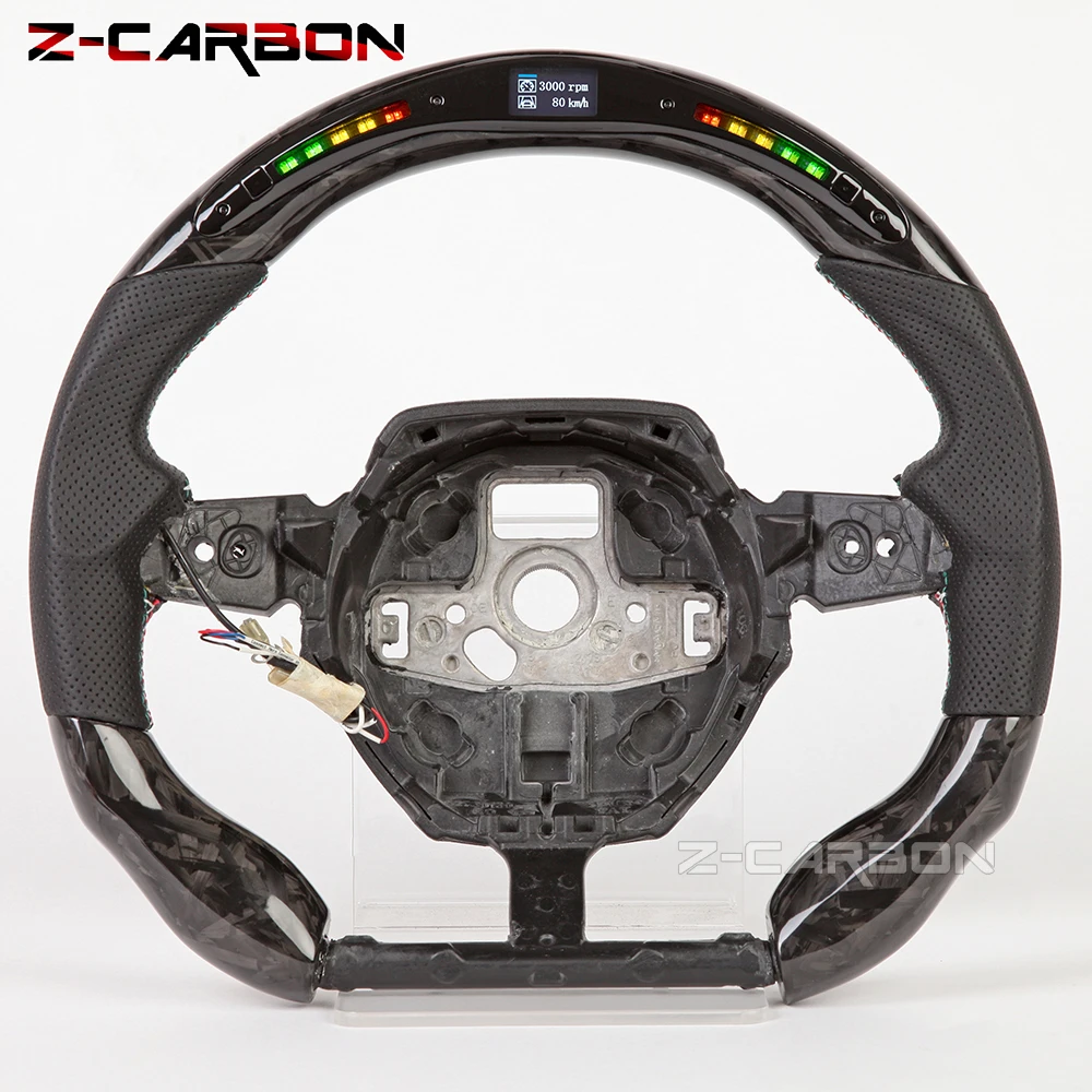 Forged Carbon steering wheel For Lamborghini Huracan 2018-2024 Italian Tri-color Stitching Racing Steering Wheel 1