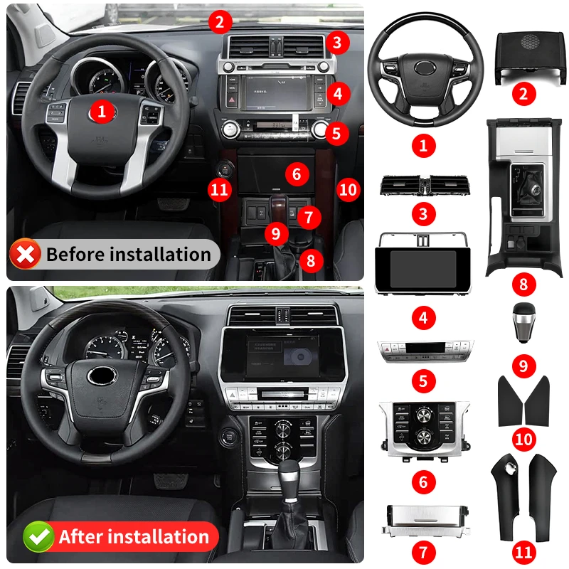 For 2010 2017 Upgrade 2018 Toyota Land Cruiser Prado LC150 150 j150 Interior Modification Kit Car Replacement Parts Accessories 2