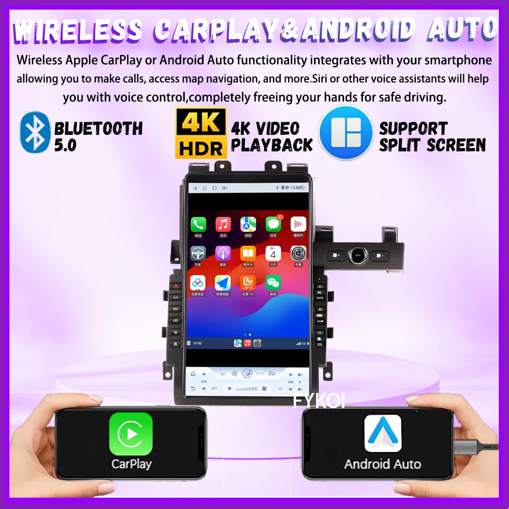 Wireless Carplay Screen Android15 13.6inch For Nissan GT-R GTR R35 2008-2015 Multimedia Video Player GPS Navigation Head Unit 4G 2