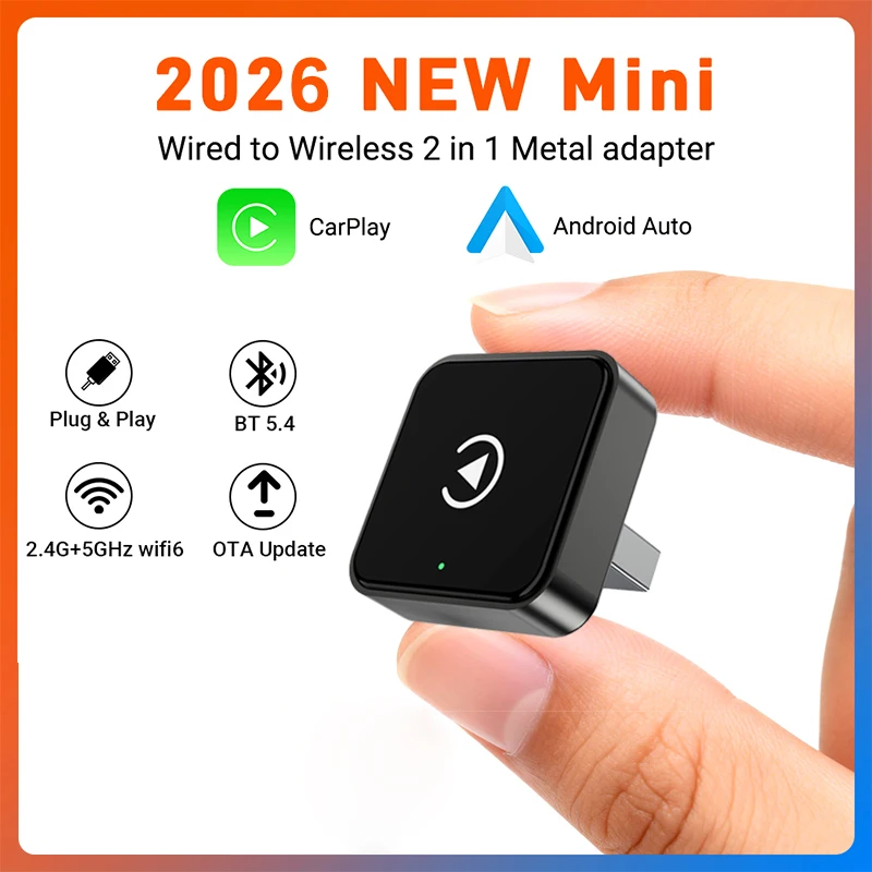XUDA 2026 New Wireless Carplay and Android Auto 2in1 smart Mini Box WIFI BT Auto Connect For Toyota Volvo Benz MG Kia MAZDA FORD 1