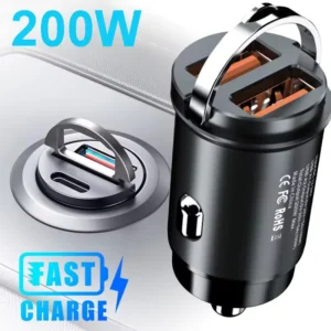 100W/200W QC3.0 PD Mini Car Charger 12-24V Lighter Fast Charging Car USB Type C Charger for Xiaomi Samsung Huawei iPhone Power 1