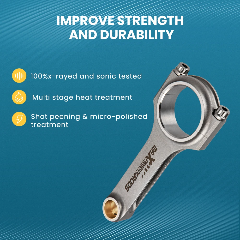 4pcs Connecting Rods ARP2000 for Mazda Speed 3 MZR 2.3L DISI Turbo 5.927" Shot peen Floating En24 TUV Piston PIn 4