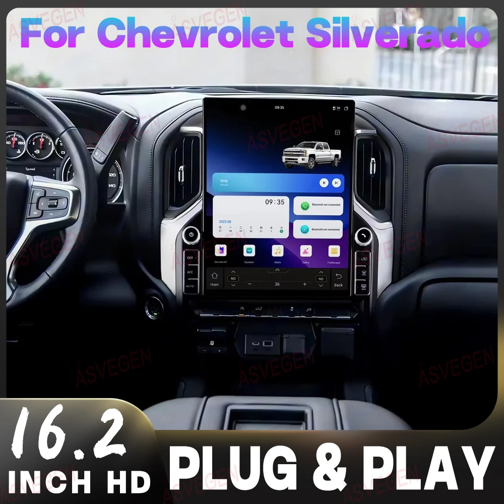 Car Radio Android 16 For Chevrolet Silverado 2019-2023 16.2" 8K Waterfall Screen Fully Laminated Dual System GPS Carplay Player 1