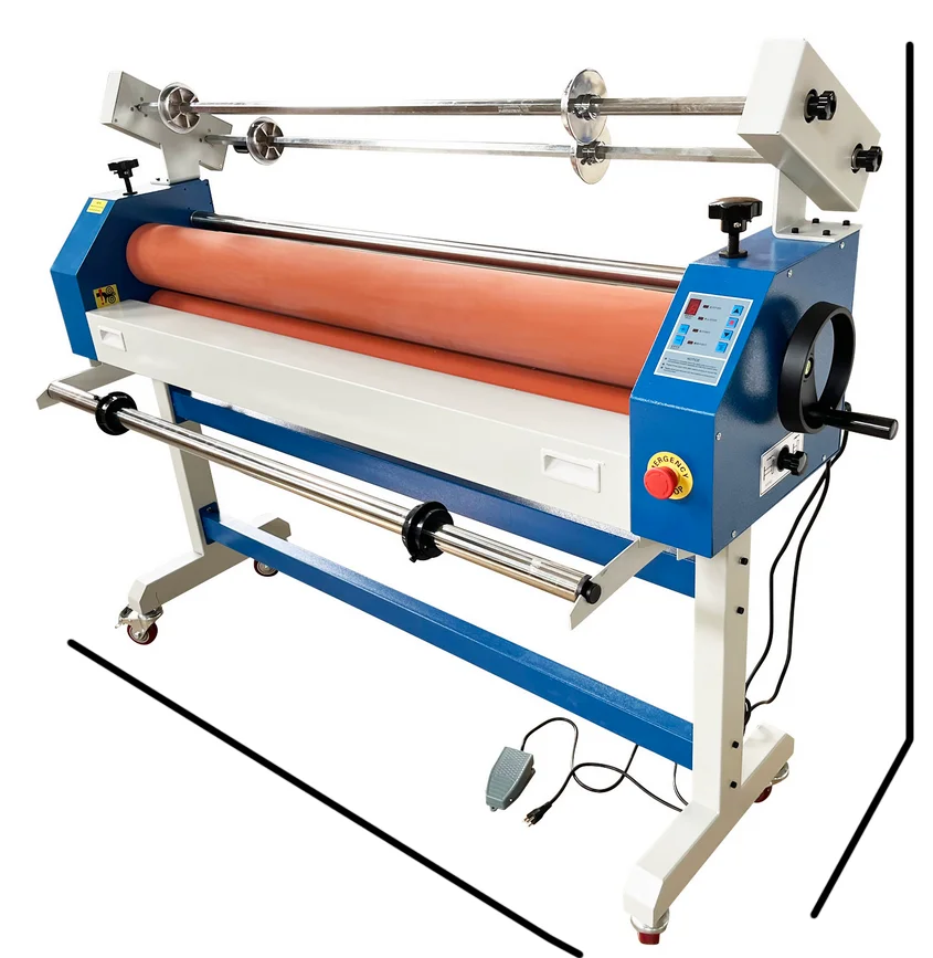 1600mm Wide Format Semi Auto Hot Cold Laminating Machine EC-1600 With Auto Roll Rewind For Vinyl Banner Paper Lamination 1