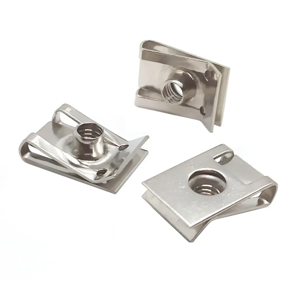 10pcs Stainless Steel U Type Clips Plate Leaf Spring Nut M6 M5 M4 M8 8mm 5mm 6mm 4mm Reed Nuts for Car Motorcycle Scooter ATV 3