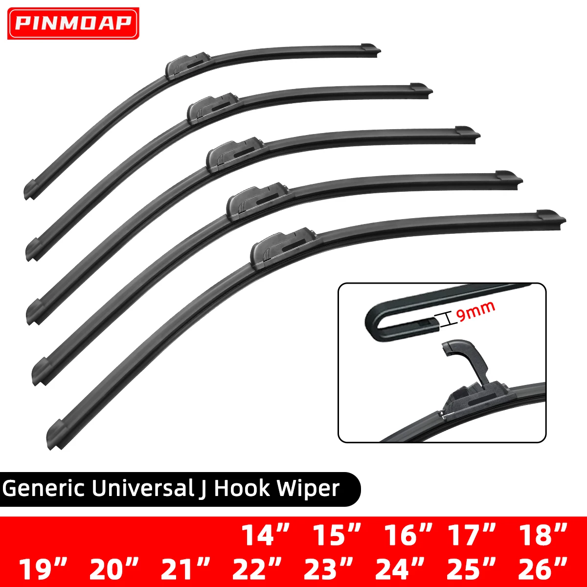 1PC Car Windshield Wiper Blades Hook Universal Soft Rubber Frameless Bracketless Car Wipers 14" 16" 18" 19" 20" 21" 22" 24" 26" 1