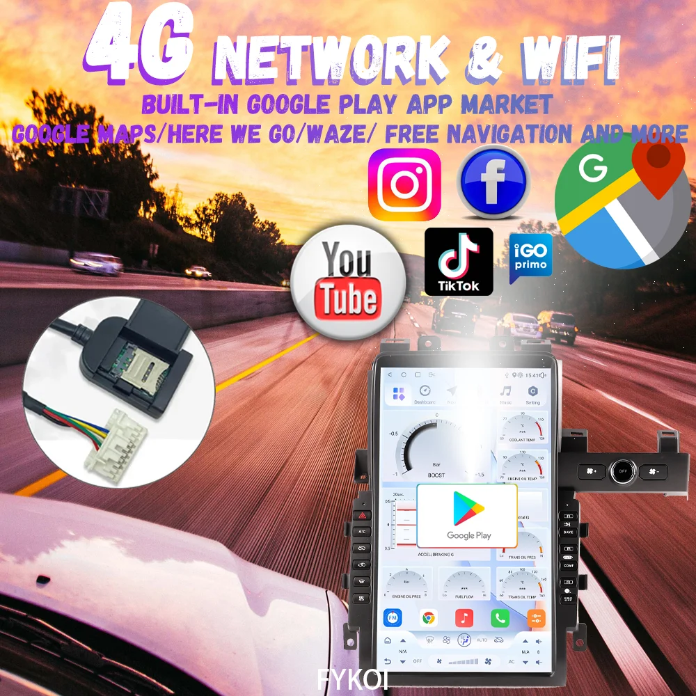 Wireless Carplay Screen Android15 13.6inch For Nissan GT-R GTR R35 2008-2015 Multimedia Video Player GPS Navigation Head Unit 4G 4