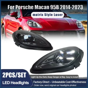 For Porsche Macan 95B 2014-2023 Headlamp Assembly Upgrade to 2023 Matrix Style PDLS Laser LED Headlights Plug & Play Light Kit 1