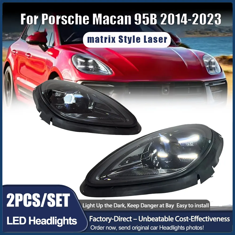 For Porsche Macan 95B 2014-2023 Headlamp Assembly Upgrade to 2023 Matrix Style PDLS Laser LED Headlights Plug & Play Light Kit 1