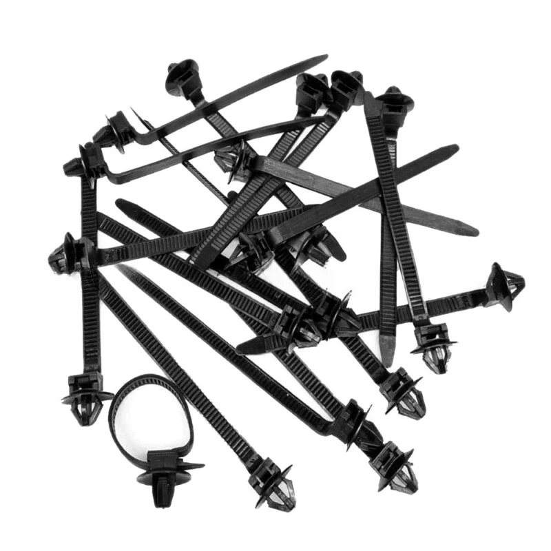 10-100PCS Car Nylon Black Cable Ties Push Mount Wire Harness Fastener Cable Clamp Clips Ties Management Car Wire Organizers 3