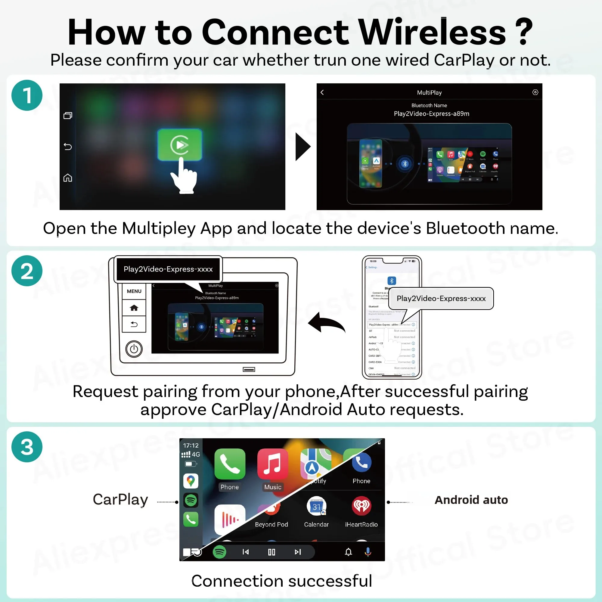 OTTOCAST Play2Video Express Wireless CarPlay Android Auto Adapter for Youtube Netflix for Volvo Chevrolet VW CarAccessorie 6