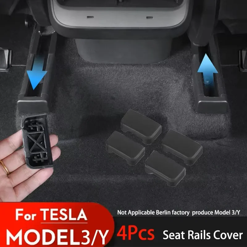 4pcs Seat Rail Cover Protector For Tesla Model 3 Y Juniper Accessories Rear End Pieces Backseat Slide Protection Anti-kick Pad 1