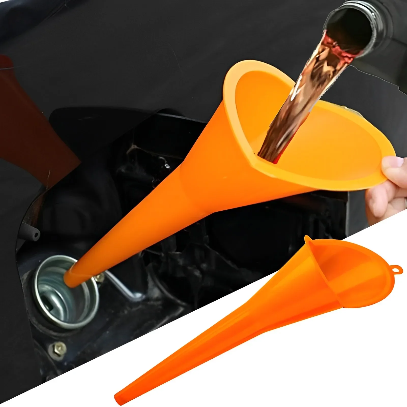 Car Long Stem Funnel Anti-splash Gasoline Oil Filling Tool Plastic Car Truck Motor Oil Change Refueling Funnel Car Accessories 1