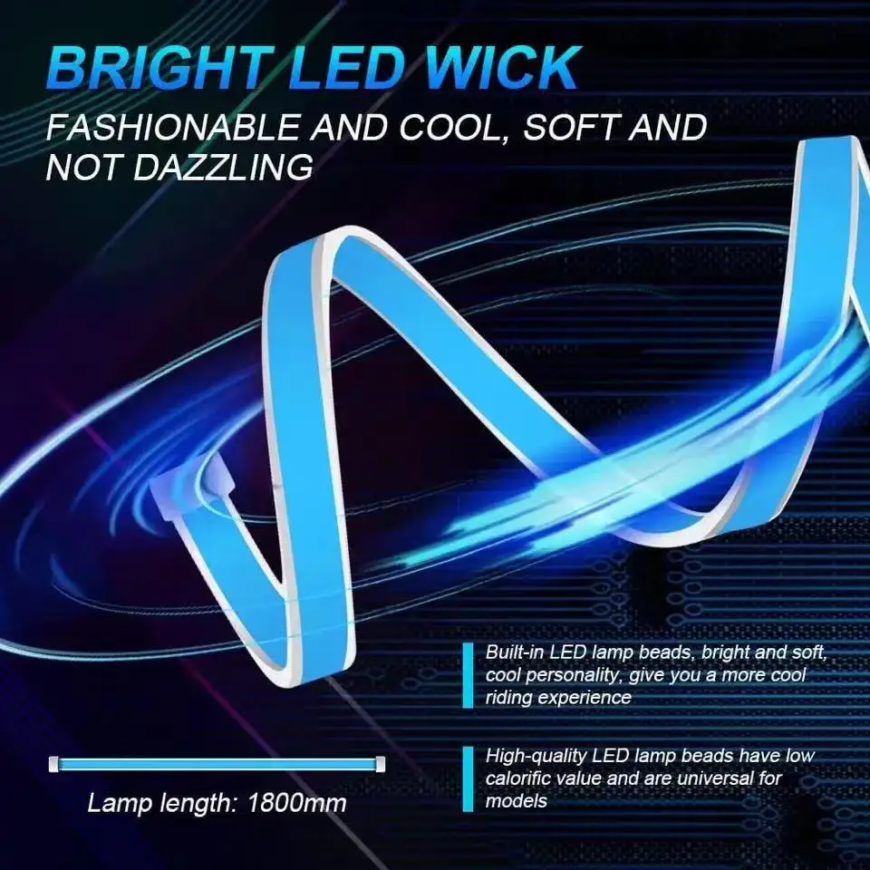 1pc Dynamic meteor Led Car Hood Lights Strip Universal Engine Hood Guide Decorative Light Bar Auto Headlights Car Running Light 4