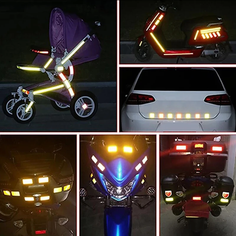 10pcs/set Car Bumper Reflective Safety Strip Stickers Car Reflective Sticker Reflective Warning Safety Tape 2