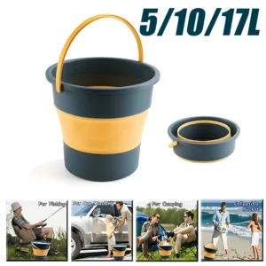 5/10/17L Portable Folding Bucket Multifunctional Thickened Silicone Bucket for Car Washing and Fishing Camping Folding Bucket 1
