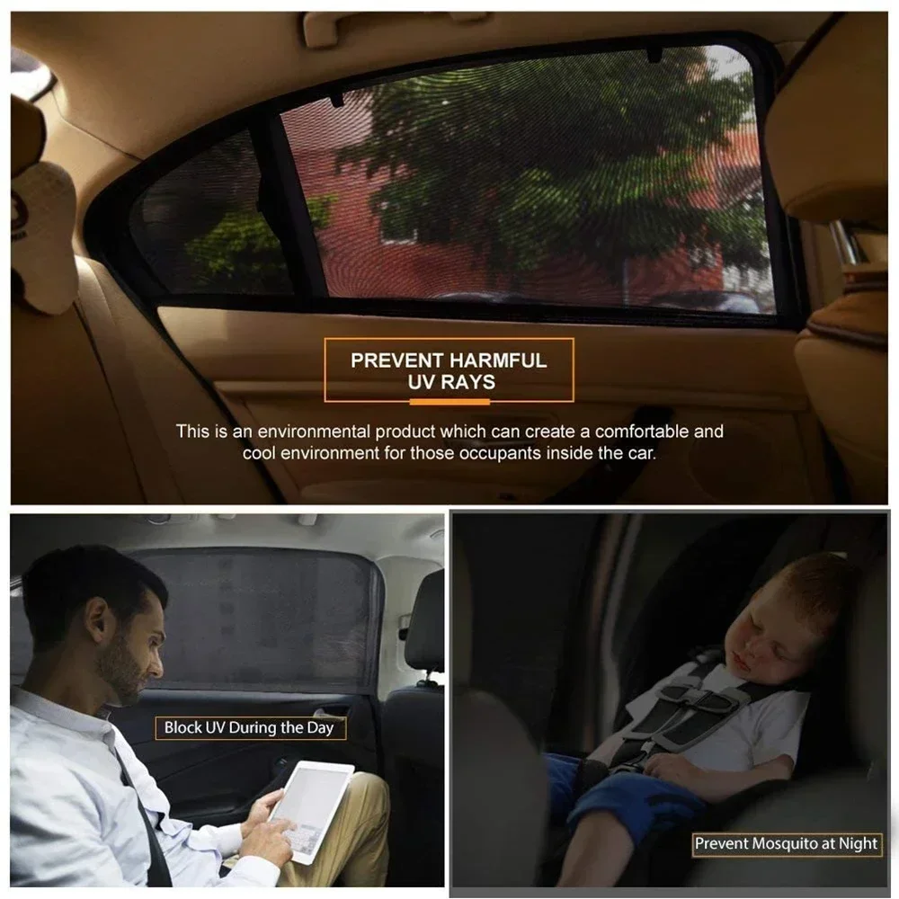 2 or 4pcs screen window set premium window sunshade breathable mosquito net for front and rear windows, UV protection Accessorie 6