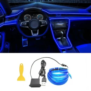 5M Car Interior Led Strip Light Neon EL Wiring Decorative Lamp For Auto DIY Flexible Ambient Light USB Party Atmosphere Diode 1