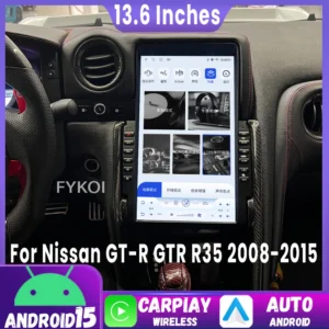 Wireless Carplay Screen Android15 13.6inch For Nissan GT-R GTR R35 2008-2015 Multimedia Video Player GPS Navigation Head Unit 4G 1