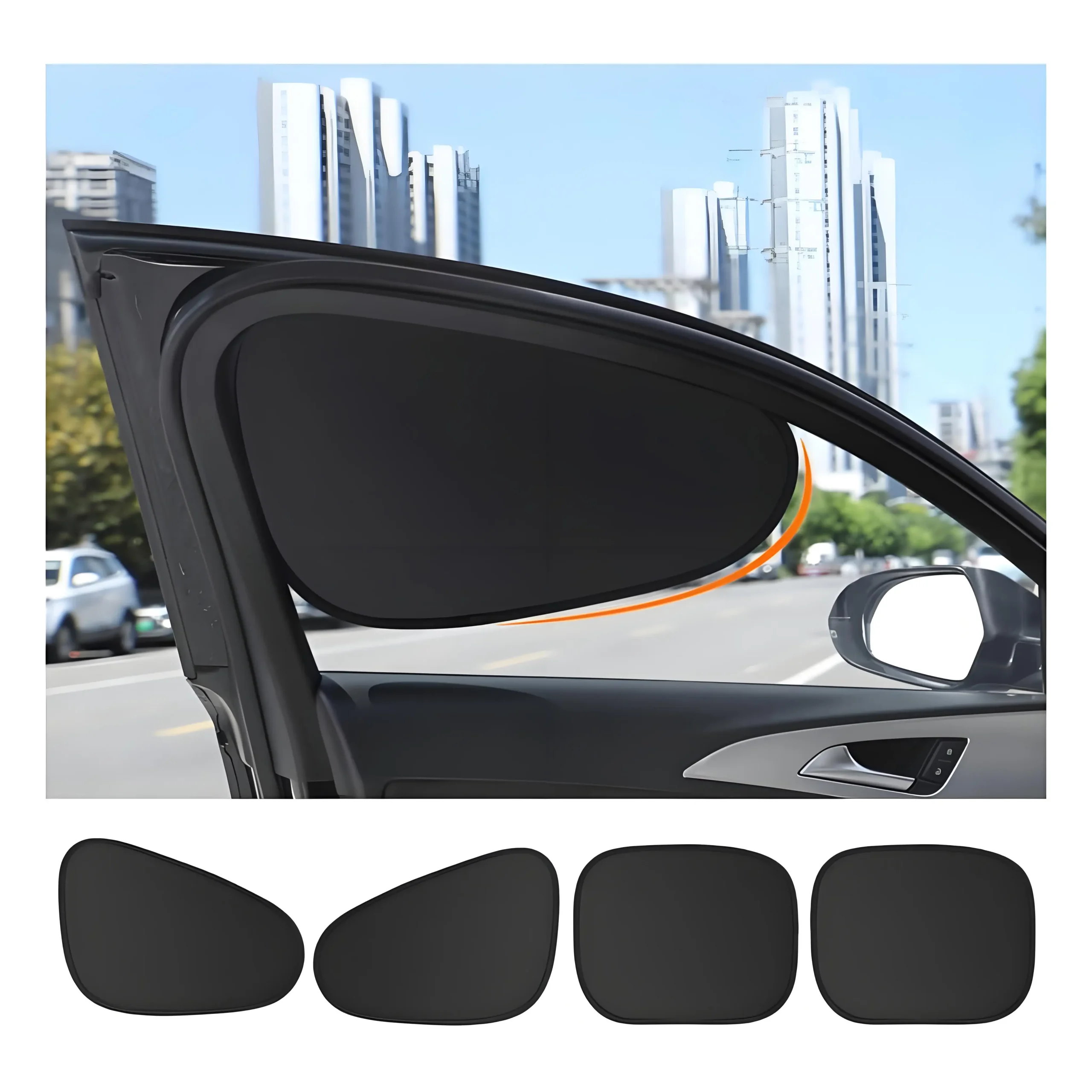 New Electrostatic Sun Visor for Car Side Window 4-Layer Sun Shade Curtains Anti-Glare UV-Blocker Auto Internal Blocker 99.9% UV 1