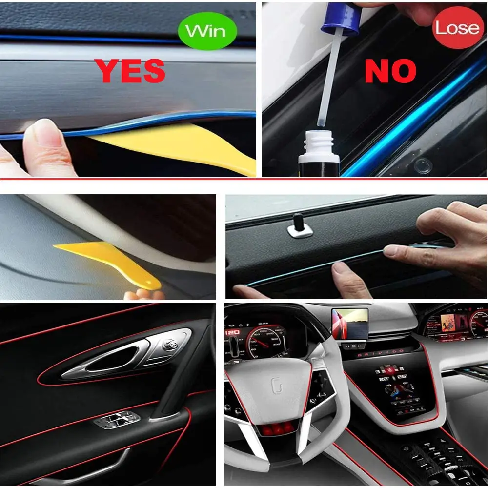 5M Car Interior Led Strip Light Neon EL Wiring Decorative Lamp For Auto DIY Flexible Ambient Light USB Party Atmosphere Diode 6
