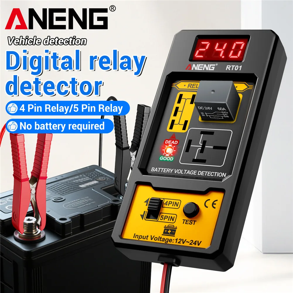 ANENG 11-25V Relay Detector RT01 Digital Universal 4/5 Pins Car Battery Vehicle Detection Digital Display Voltage Battery Tester 1
