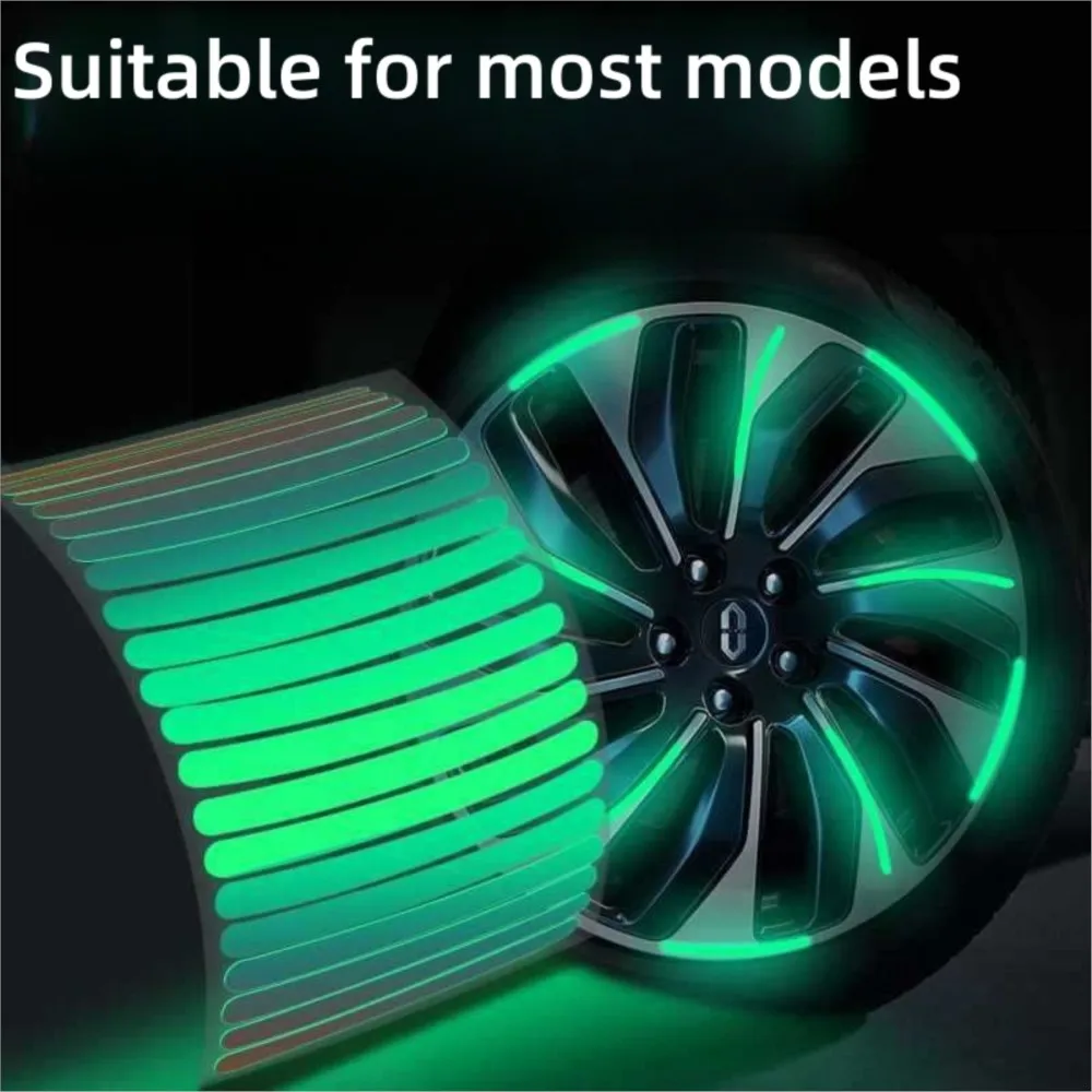 20pcs Car Wheel Hub Reflective Sticker Tire Rim Reflective Strips Luminous for Night Driving Car Bike Motorcycle Wheel Sticker 1