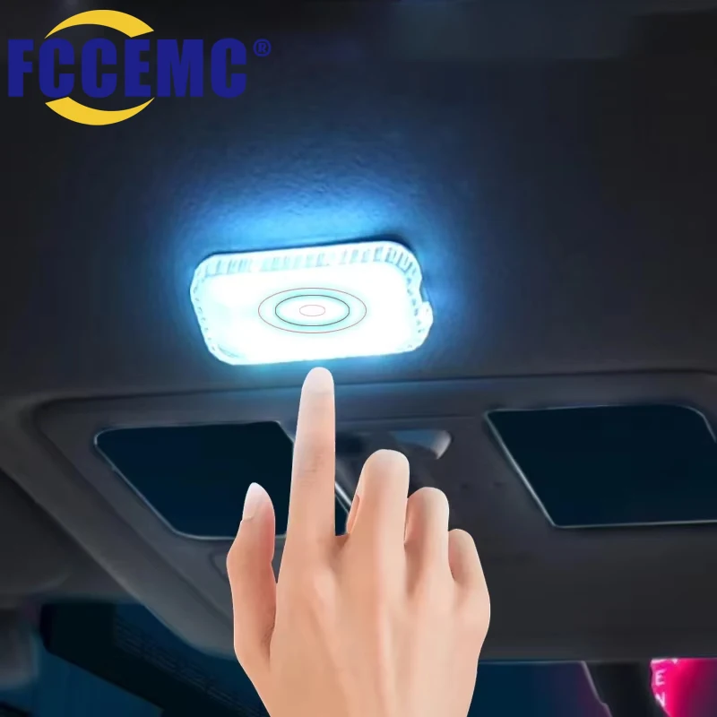 LED Touch Light Mini Wireless Car Interior Lighting Auto Roof Ceiling Reading Lamp for Door Foot Trunk Storage Box USB Charging 1