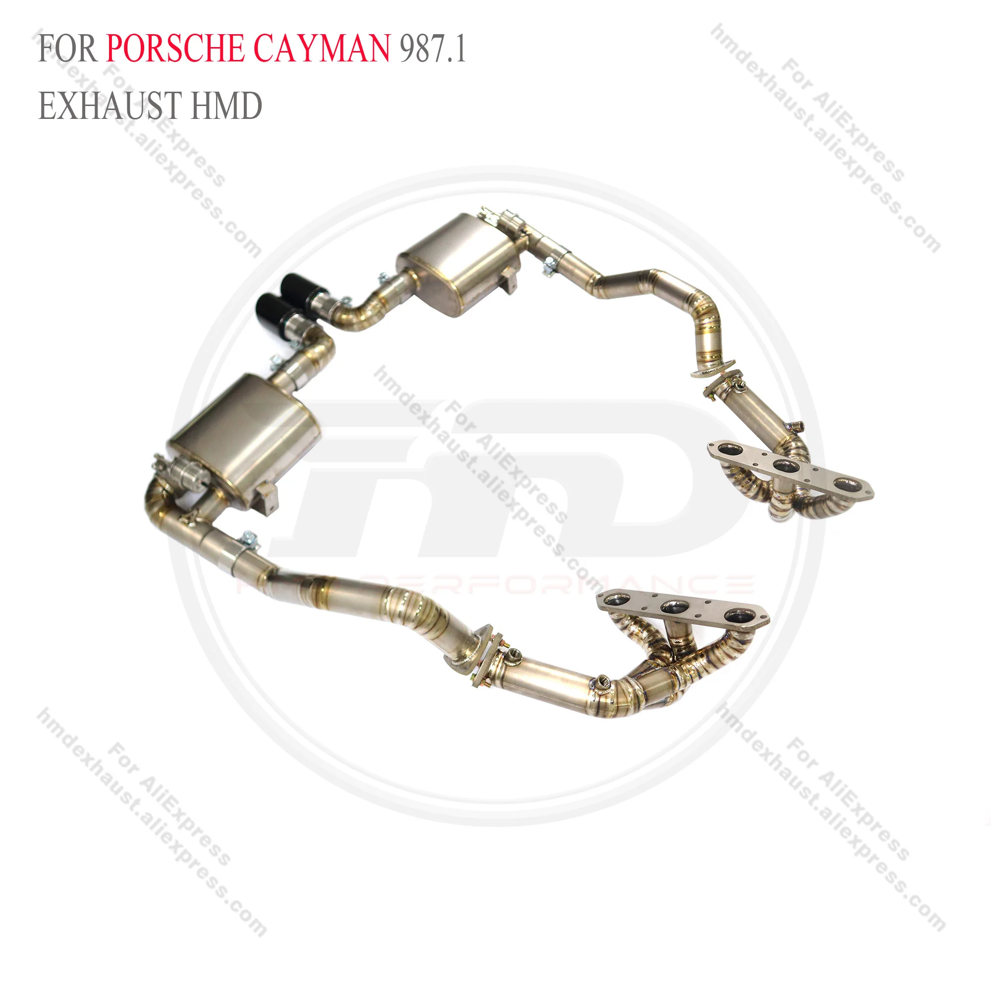 for Porsche Cayman 987.1 3.4L Dedicated Full Titanium Exhaust System with Valves — Complete Cat-back Kit 2