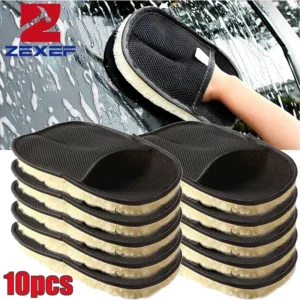 1/10Pcs Car Cleaning Sponge Glove Car Polishing Washing Mitt Gloves Microfibre Wash For Automotive Kitchen Homes Cleaner Wool 1