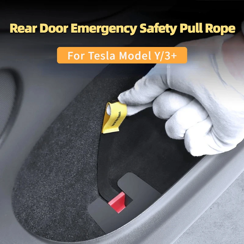 For Tesla Model Y/3+ Car Door Emergency Handle Extended Manual Door Release Emergency Safety Pull Rope Emergency Puller Button 2