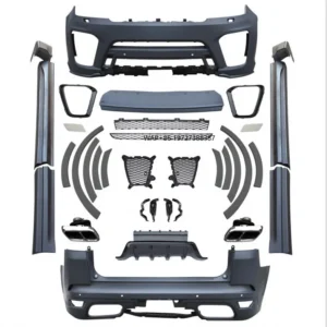 Body Kit for Range Rover Sport 2018+ Upgrade to SVR Model Include Front and Rear Bumper Assembly with Side Skirts Tail Pipes 1