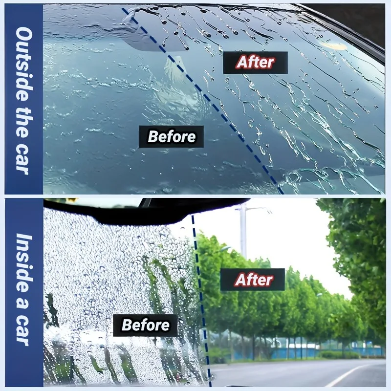 Car Glass Waterproof Paste Kit: Hydrophobic Anti-Rain/Anti-Fog Coating, Suitable for Car Windows, Mirrors & Bathroom Glass 6