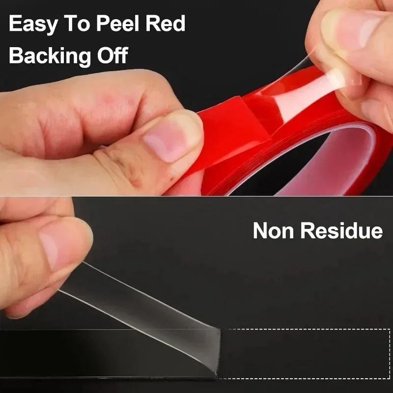 Double Sided Tape Nano Tape 3-5Meter 10/20/30mm Width Transparent Tape Washable Adhesive Nano Traceless Sticker Glue Red 2