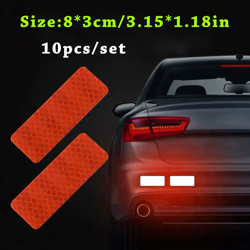 10pcs/set Car Bumper Reflective Safety Strip Stickers Car Reflective Sticker Reflective Warning Safety Tape 5