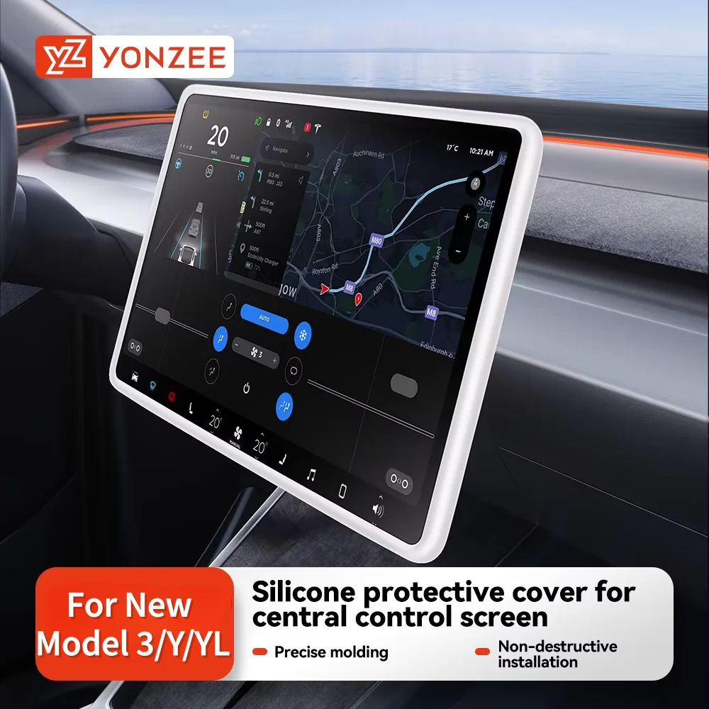 YZ For Tesla Model 3/Y/YL Juniper Highland 2026 TPU Protective Trim Internal rearview mirror Cover Central Control Navigation 1