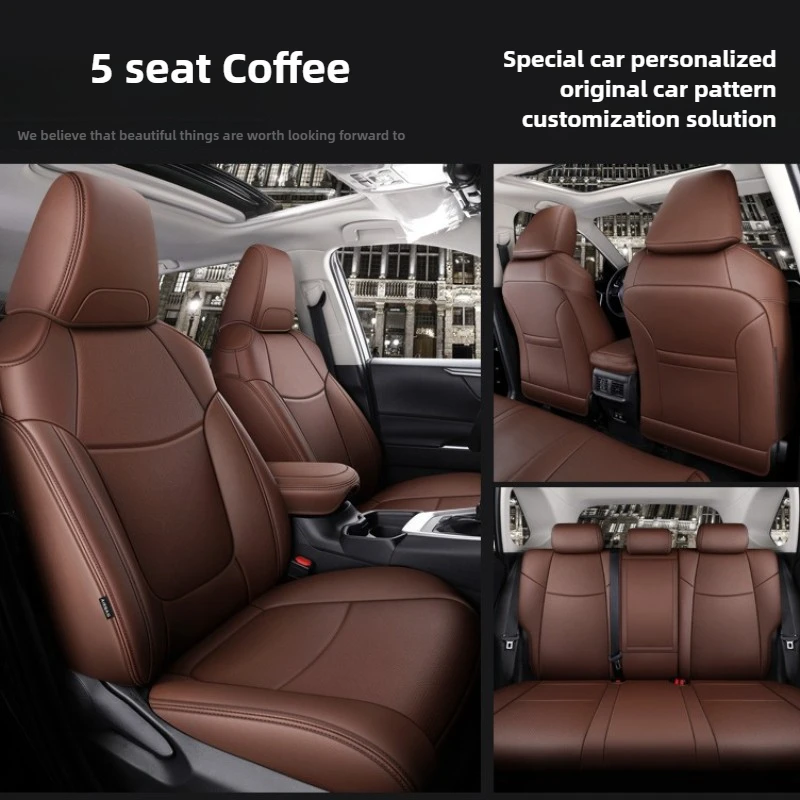 Premium Custom Fit Leather Car Seat Covers 5-Seater Full Set Exact For Toyota RAV4 Corolla CHR Camry Luxury Auto Seat Protectors 1